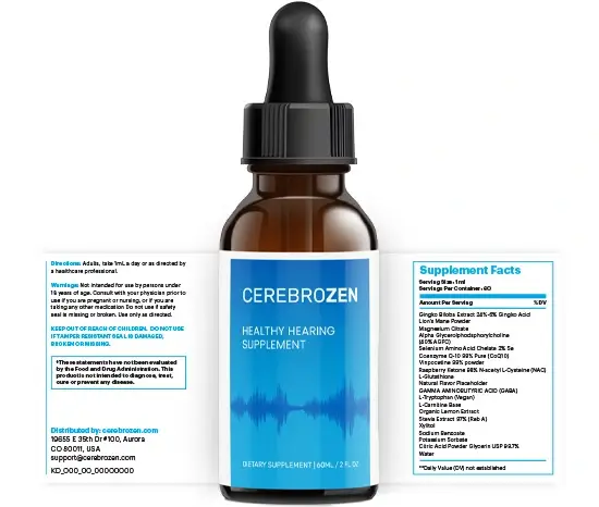 CerebroZen Liquid Supplement for Hearing Support and Brain Health